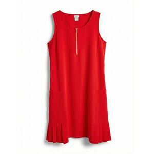 Chico's Zenergy Womens‎ S Athleisure Preppy Tennis Golf Red Pleated Shift Dress